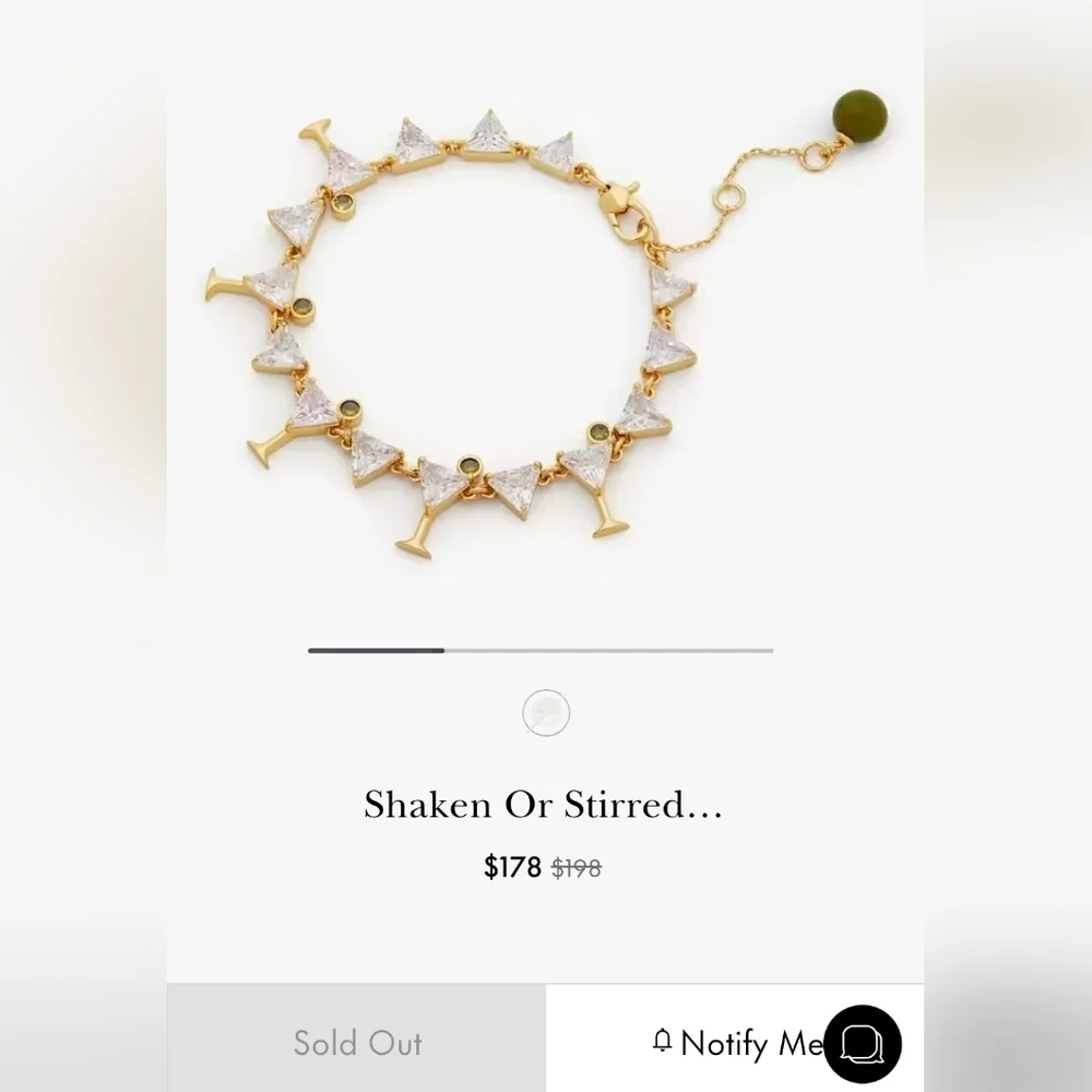 🫒🔹️KATE SPADE🔹️ Shaken Or Stirred Martini  Tennis Bracelet NWT ✨️🫒 - Picture 6 of 7